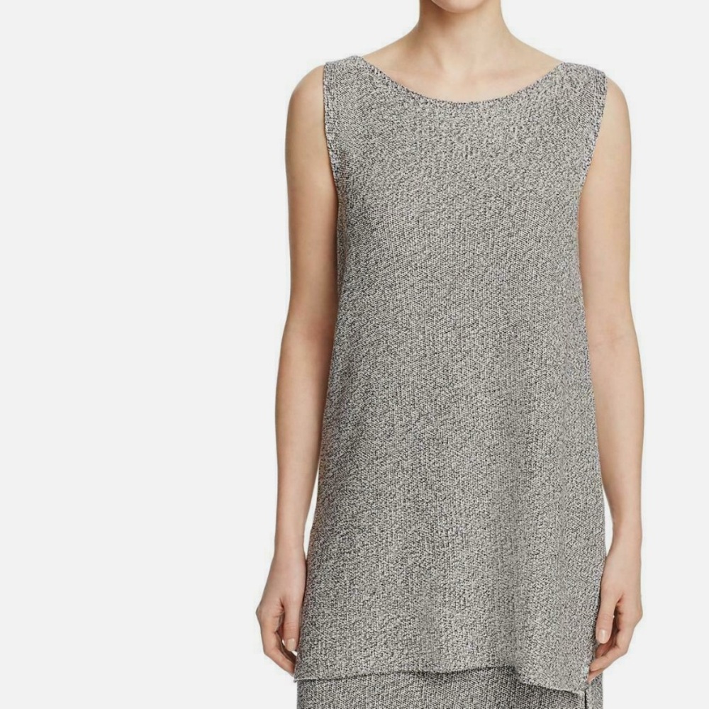 Eileen Fisher Black and White Knit Tunic, Petite Medium